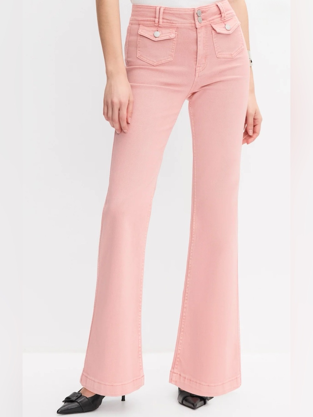 Melanie Lyn Mid-Rise Pink Flare Jeans for Women SZ.28